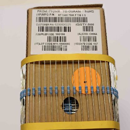 Picture of RT1/4W750K FT/BXS 750K 1/4W RESISTOR