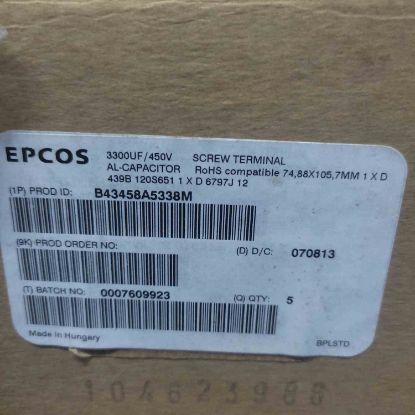 Picture of B43458A5338M 3300UF 450V  77x106mm CAPACITOR