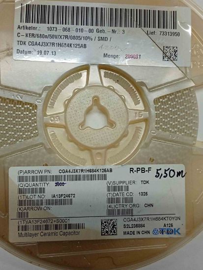 Picture of CGA4J3X7R1H684K125AB 0805 50V 0.68uF X7R 10%