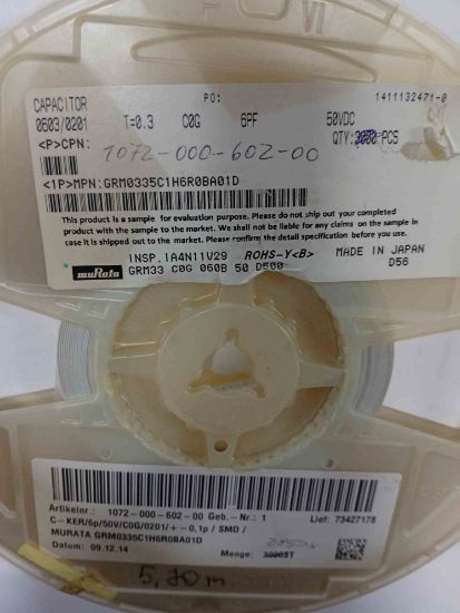 Picture of GRM0335C1H6R0BA01D 6PF 50V 0201