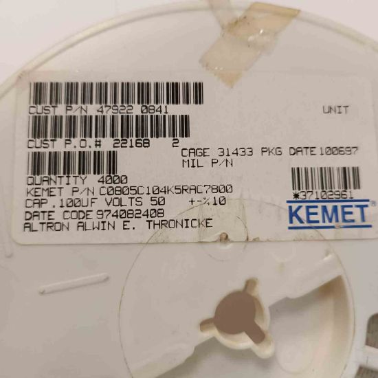Picture of C0805C104K5RAC7800 0.01uF 50V 805 CAPACITOR