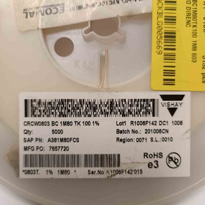 Picture of CRCW0603BC1M80TK100 1M8 603 RESISTOR