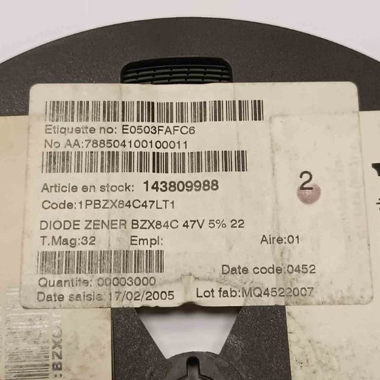 Picture of BZX84C47LT1 47V 47V 225MW SOT23 DIODE