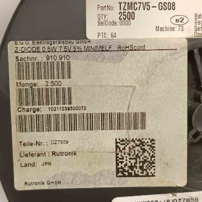 Picture of TZMC7V5GS08 7.5V 0.5W DIODE