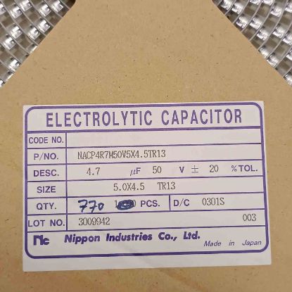 Picture of NACP4R7M50V 4.7MF 50V 5x4.5 CAPACITOR