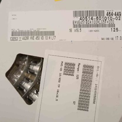 Picture of EMVE451BDA100MLG5F 10MF 450V 16x16.5 CAPACITOR