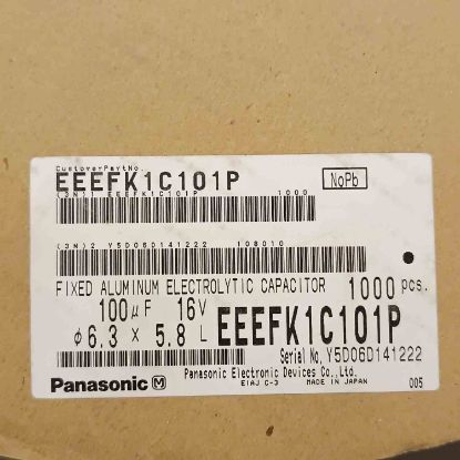 Picture of EEEFK1C101P 100UF 16V 6.3x5.8mm  105 CAPACITOR