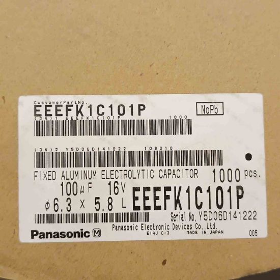 Picture of EEEFK1C101P 100UF 16V 6.3x5.8mm  105 CAPACITOR