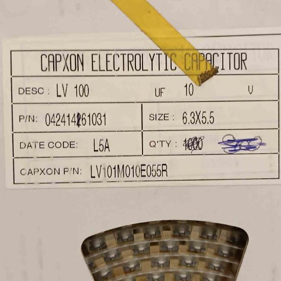 Picture of LV101M010E055R 100UF 100V 6.3x5.5 CAPACITOR