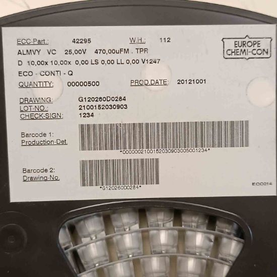Picture of EMVY250ARA471MJ0S470MF25V 470uF 25V 10x10 CAPACITOR