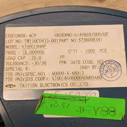 Picture of XJ0018000000A0009A80 18MHZ