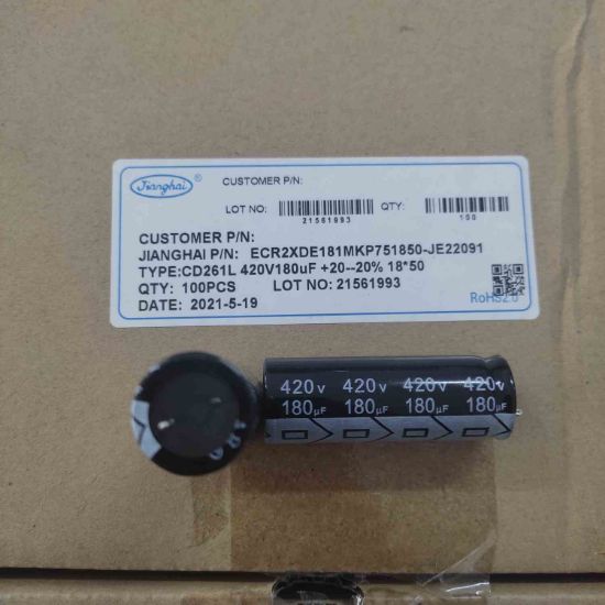 Picture of ECR2XDE181MKP751850JE22091 180UF 420V 18x50mm CAPACITOR