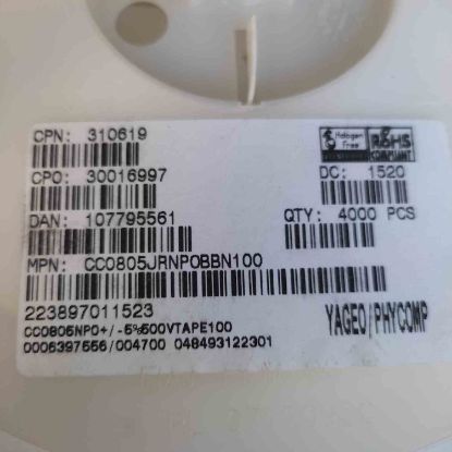 Picture of CC0805JRNPOBBN100