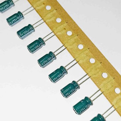 Picture of 100uf-25v-6x11mm-85-capacitor